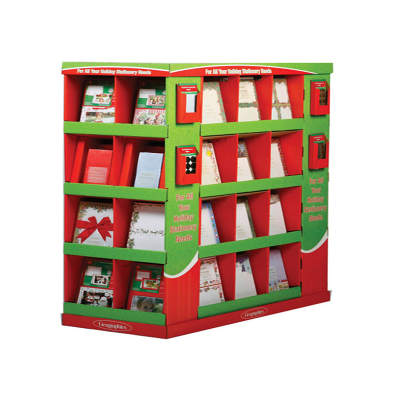 Kerstproductpromotie Papieren displaystandaard met op maat gemaakt 4-zijdig metaal of plastic
